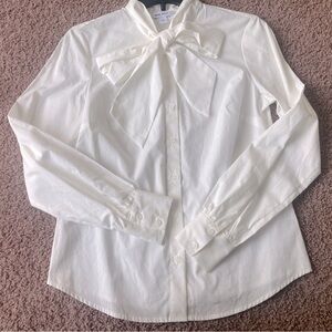 Nine West White Bow Tie Button-Up Blouse